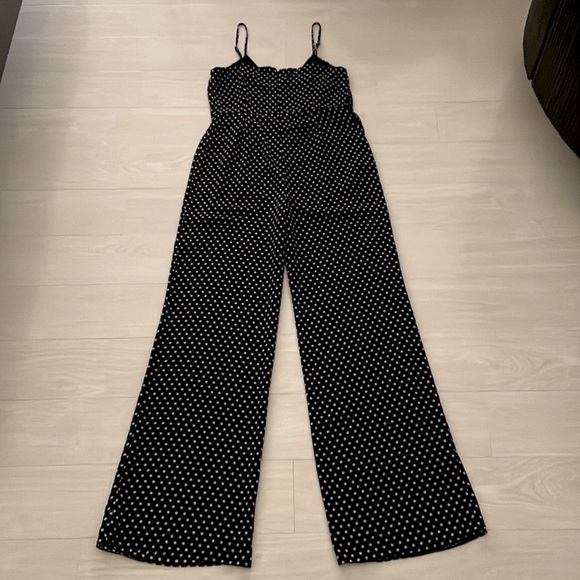 MICHAEL Michael Kors Black w/ Cream Polka Dot “Georgette” Jumpsuit - Picture 2 of 16